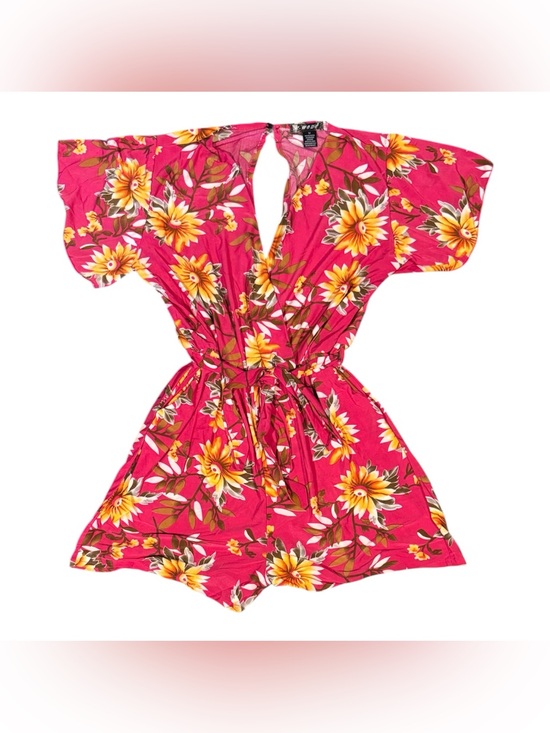 C-Mode Pants - Floral Pink One-Piece Romper - Bright Pink